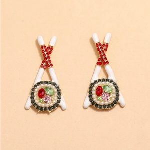 Rhinestone Sushi Decor Earrings